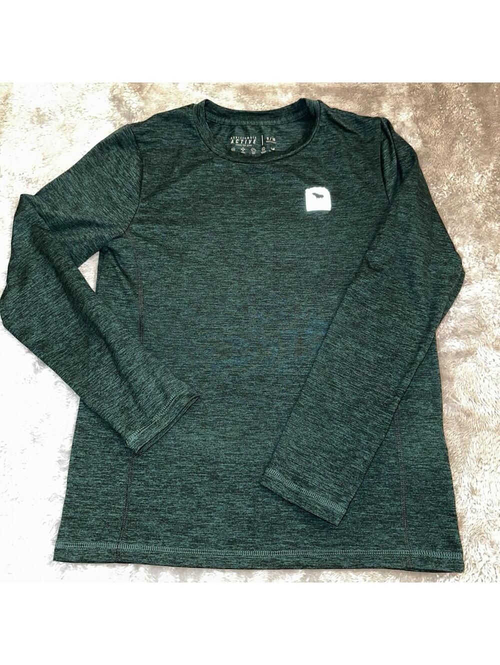 Abercrombie Kids Active Long Sleeve Top Green Size 9/10 Athletic Shirt EUC